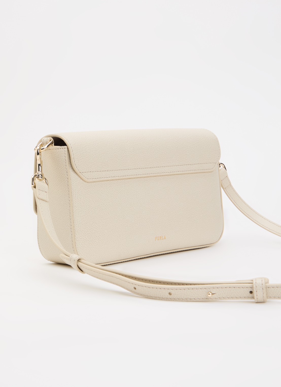 FURLA Iride S crossbodytas van leer met afneembare schouderriem - achterkant beige