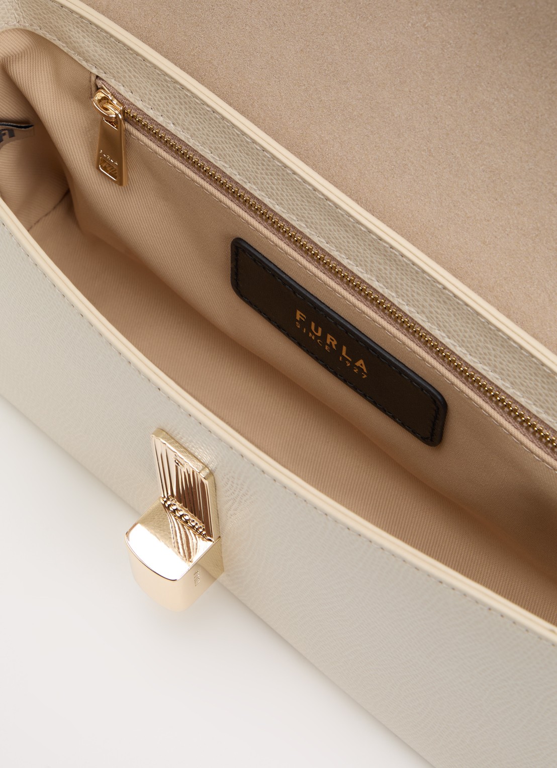 FURLA Iride S crossbodytas van leer met afneembare schouderriem - detail 3 beige