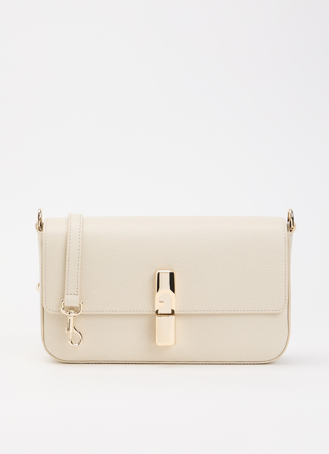FURLA Iride S crossbodytas van leer met afneembare schouderriem - voorkant 2 beige