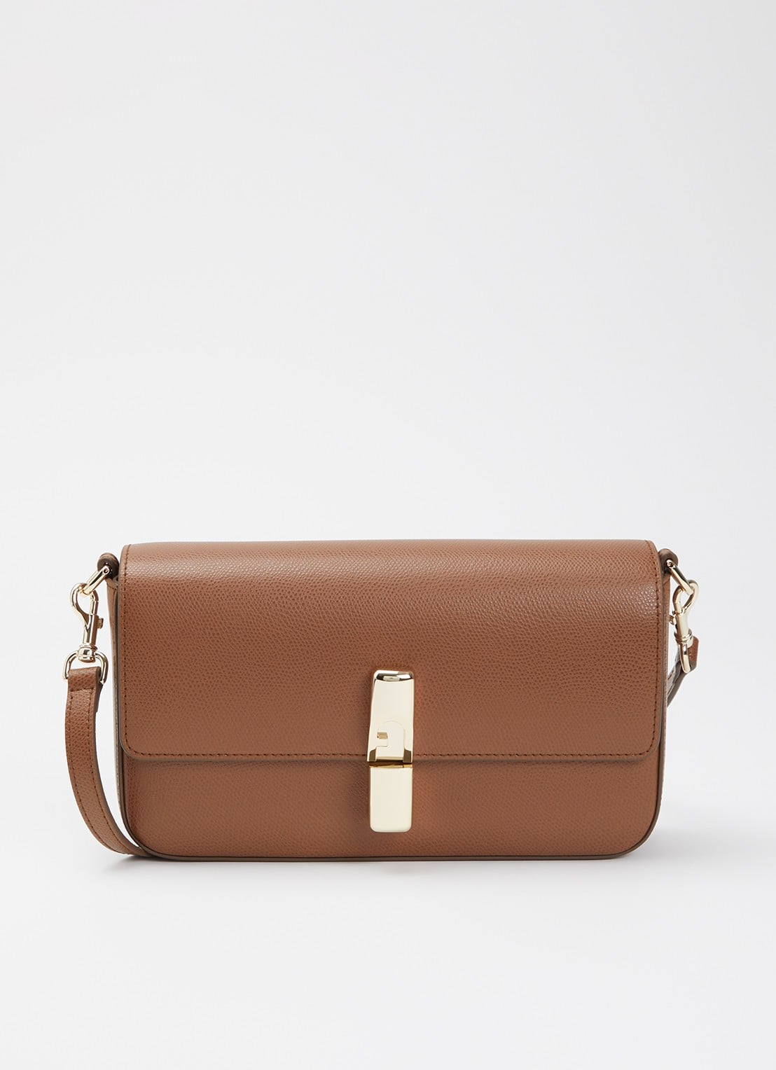 FURLA Iride S crossbodytas van leer met afneembare schouderriem - voorkant 5 cognac
