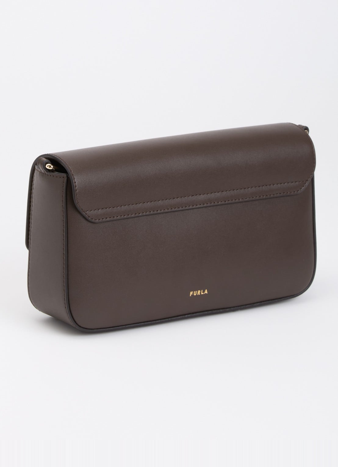 FURLA Iride S crossbodytas van leer - achterkant 5 chocoladebruin
