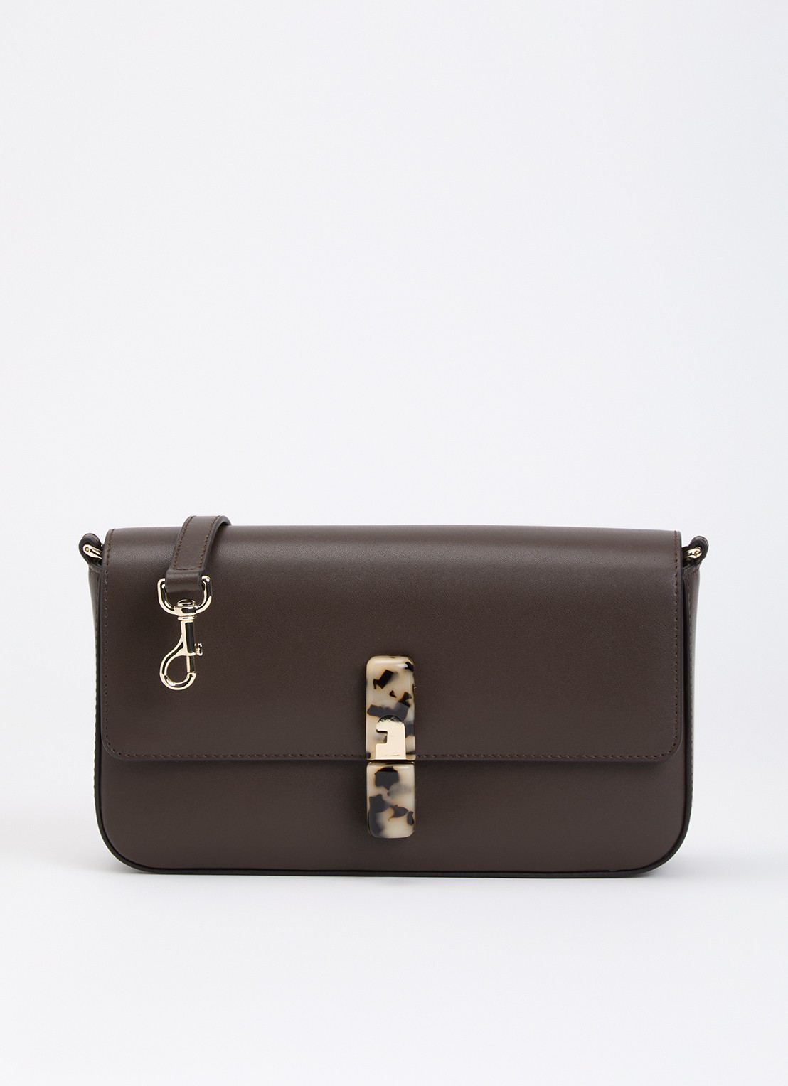 FURLA Iride S crossbodytas van leer - voorkant 4 chocoladebruin