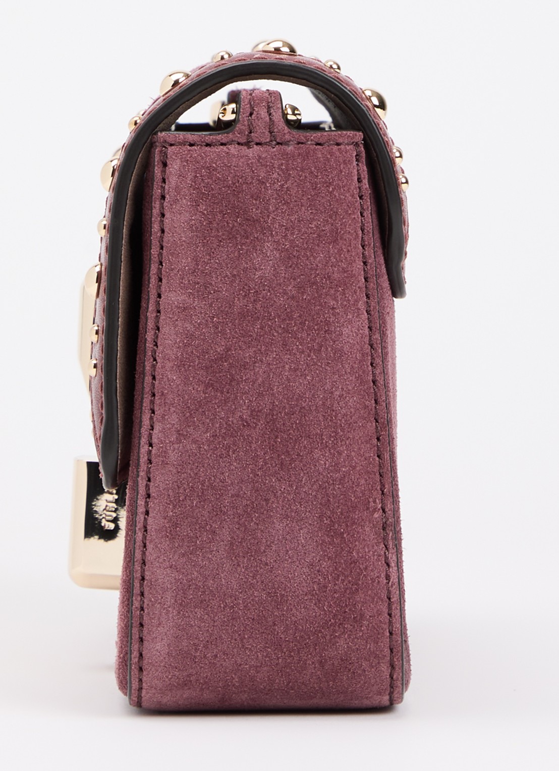 FURLA Iride S crossbodytas van suède met studs en afneembare schouderriem - detail 4 cranberryrood