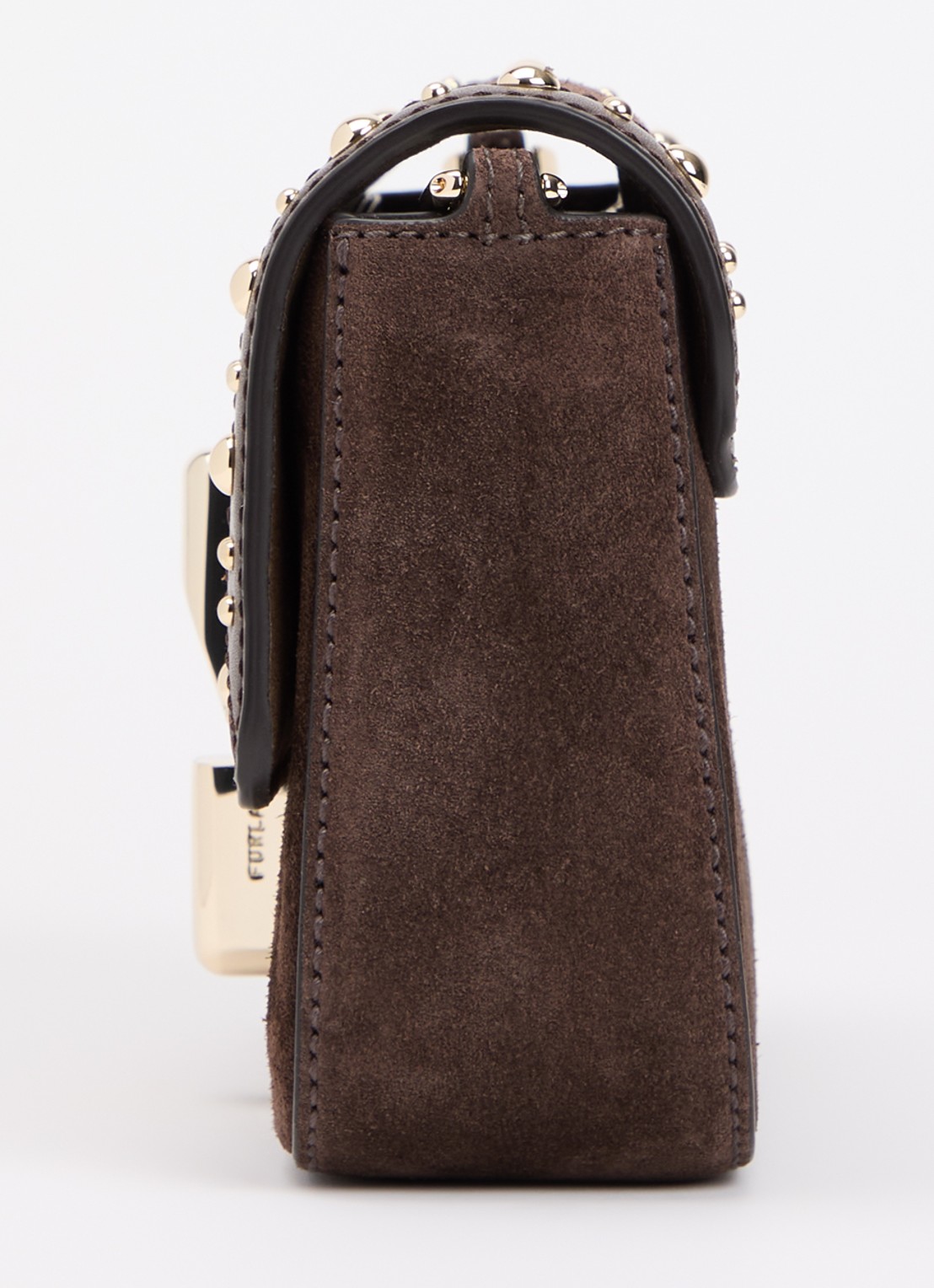 FURLA Iride S crossbodytas van suède met studs en afneembare schouderriem - detail 2 bruin