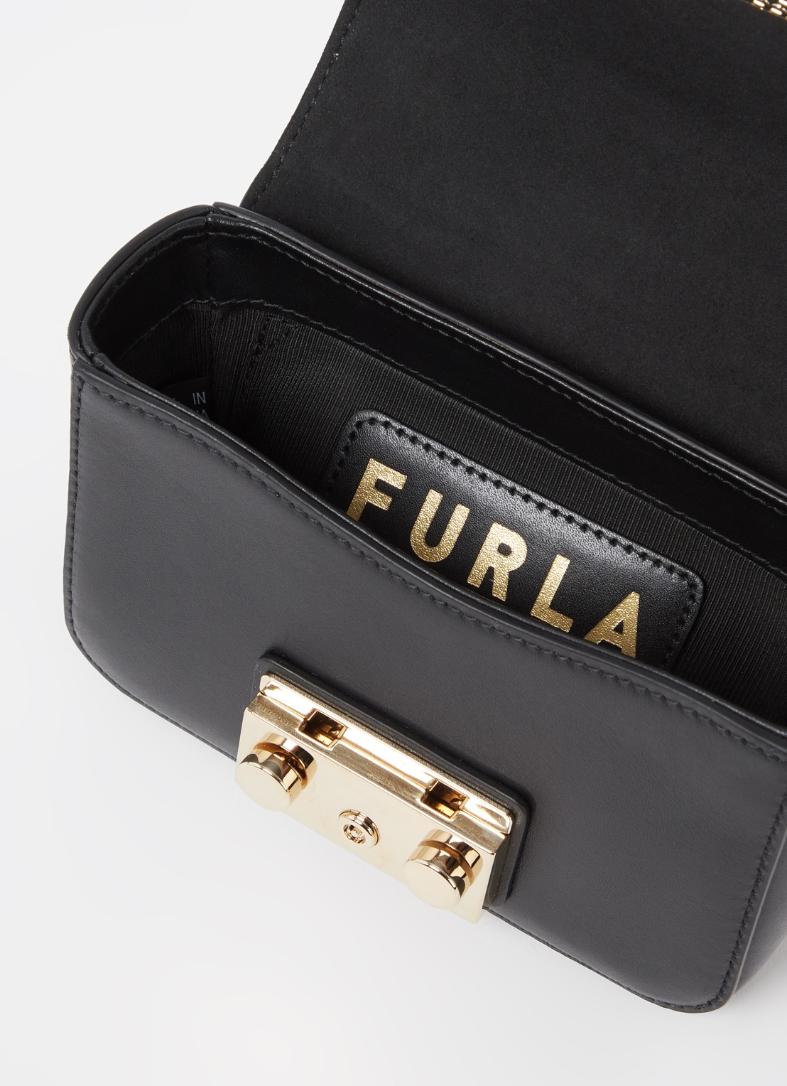 FURLA Metropolis Mini crossbodytas van leer - detail 3 zwart