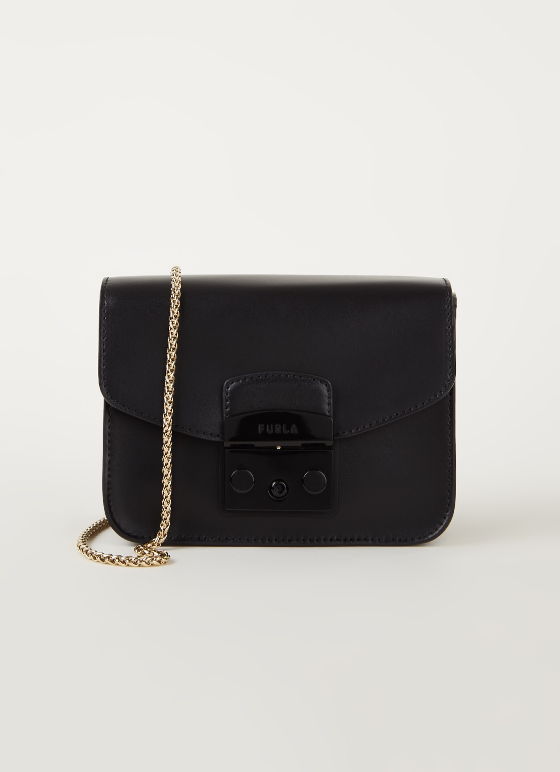 FURLA Metropolis Mini crossbodytas van leer - voorkant 2 zwart