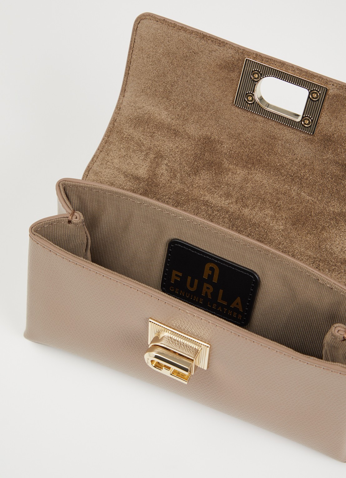 FURLA Mini handtas van leer met afneembare schouderriem - detail 2 donkerbeige