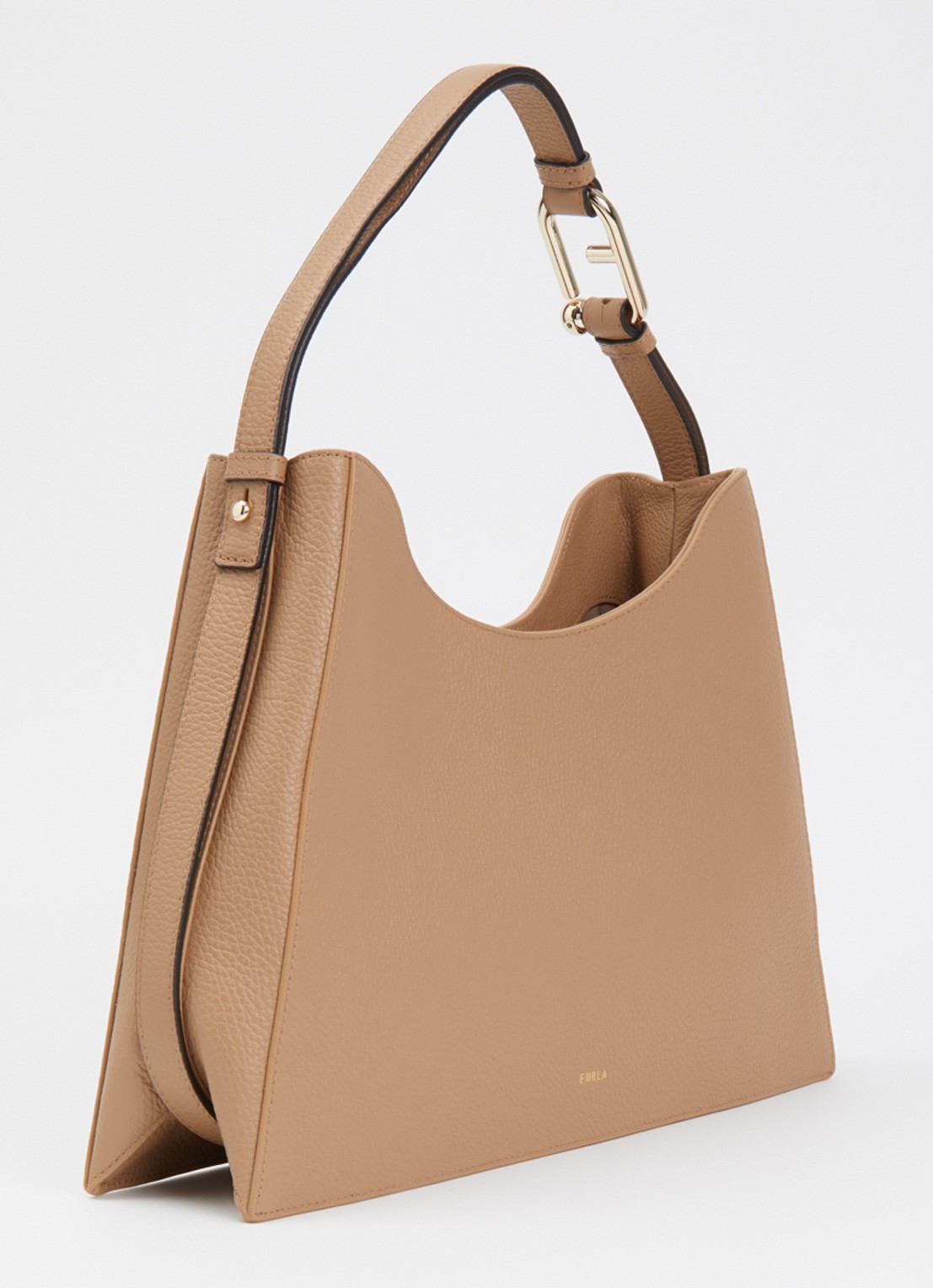 FURLA Nuvola L schoudertas van kalfsleer - achterkant beige