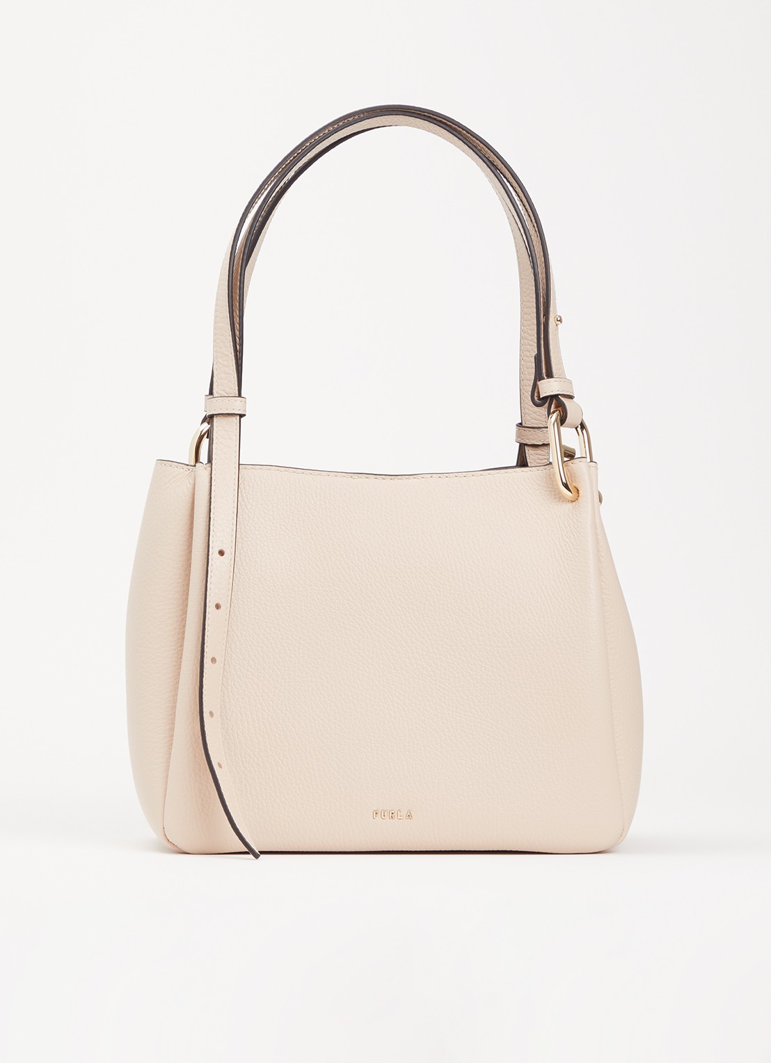 FURLA Nuvola M schoudertas van leer met verstelbare schouderriem - voorkant creme