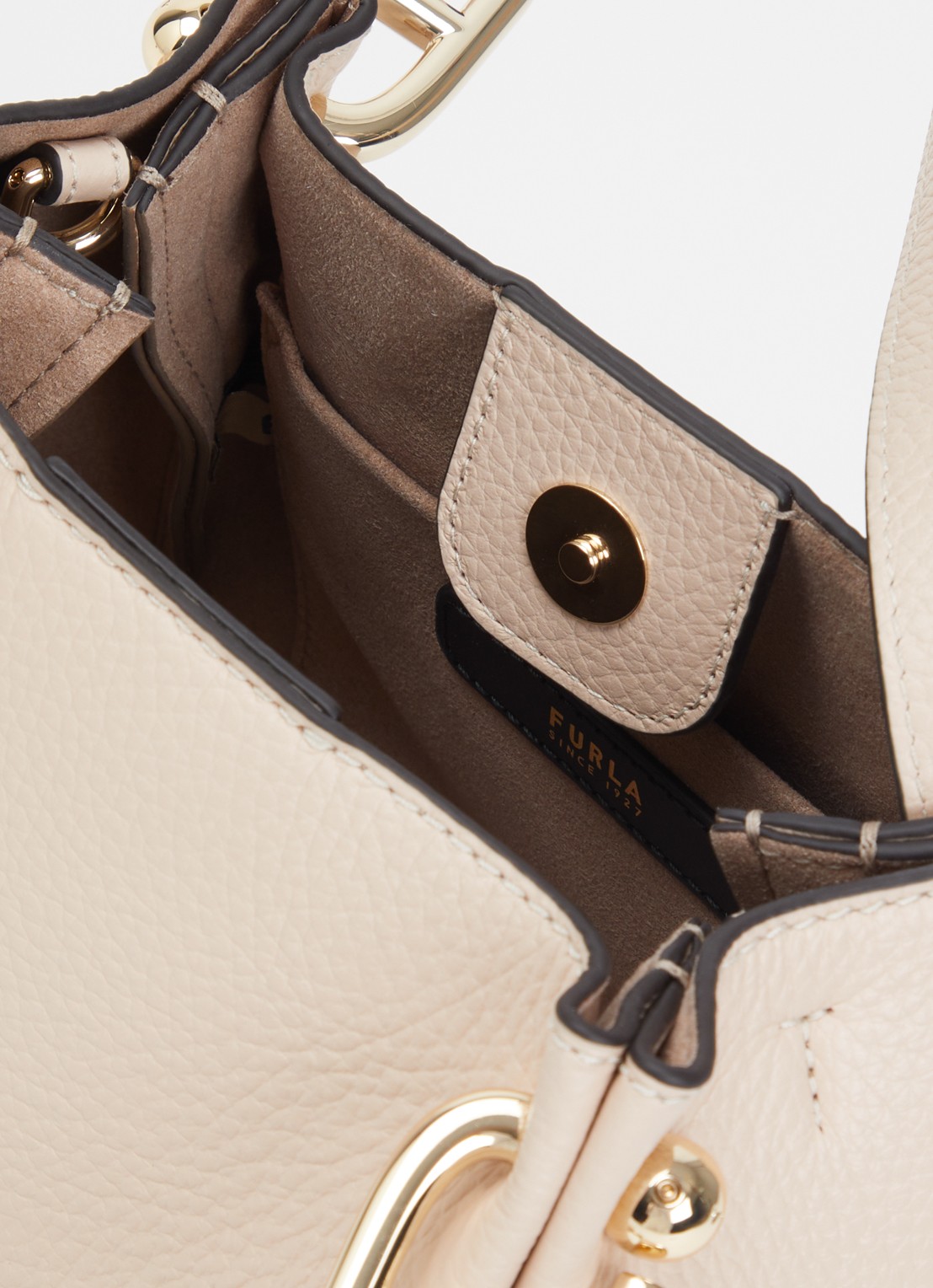 FURLA Nuvola Mini handtas van leer - detail 3 beige