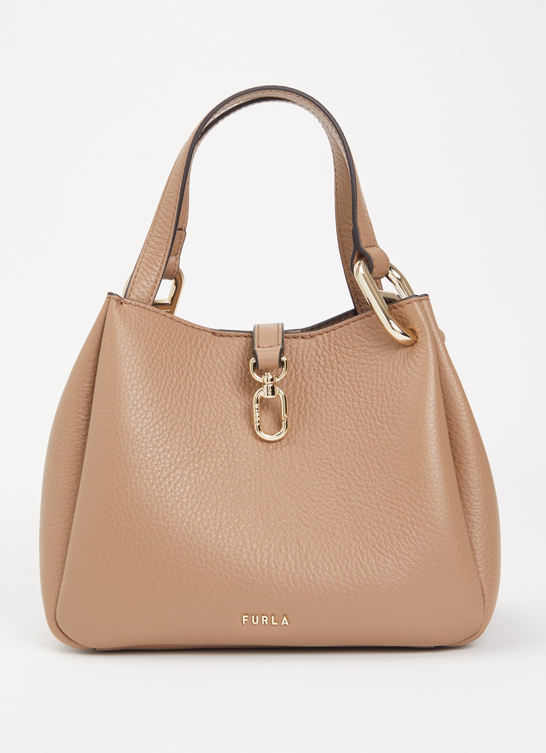 FURLA Nuvola Mini handtas van leer - voorkant donkerbeige