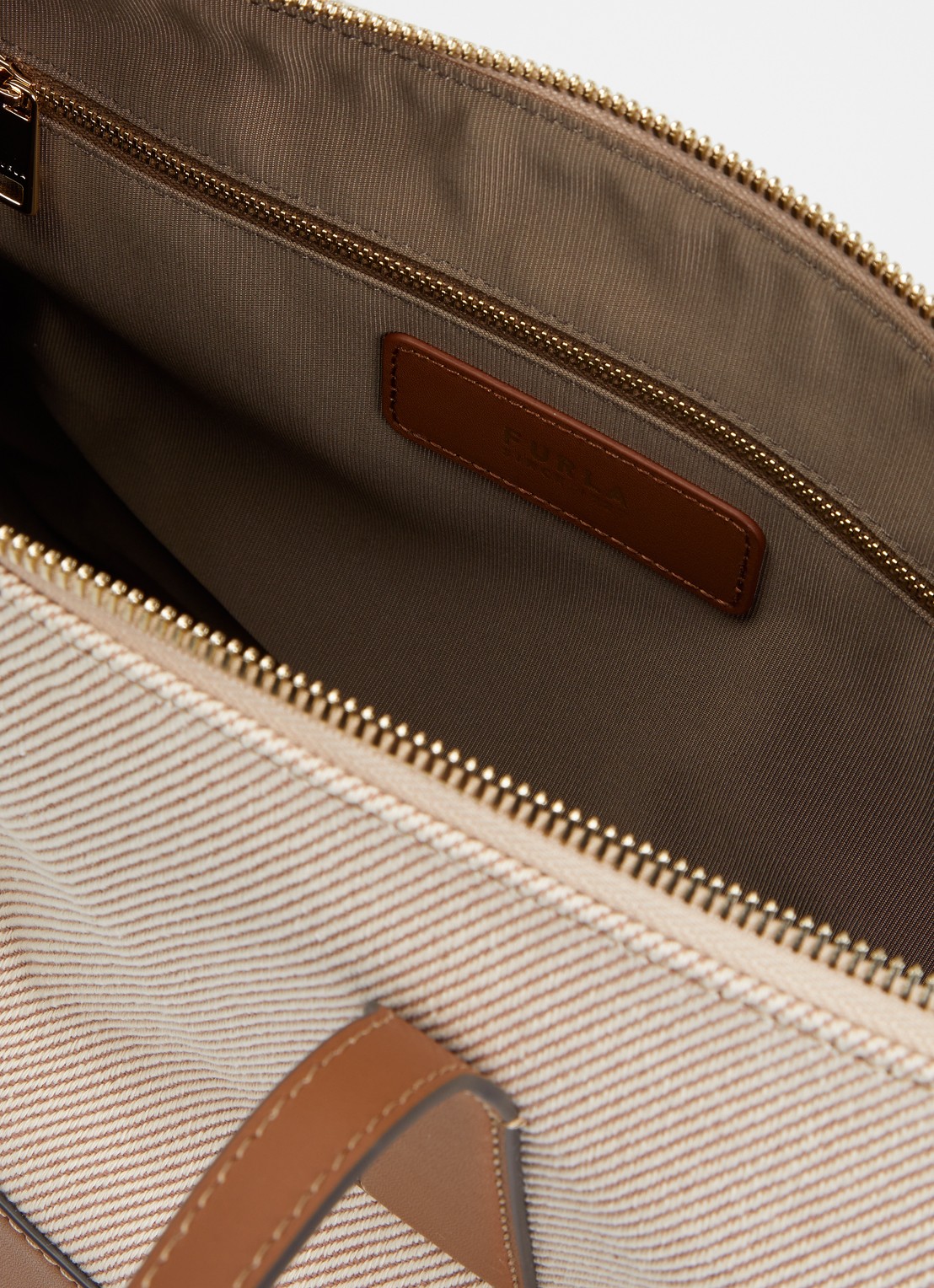 FURLA Olivia L schoudertas met details van leer - detail 3 cognac