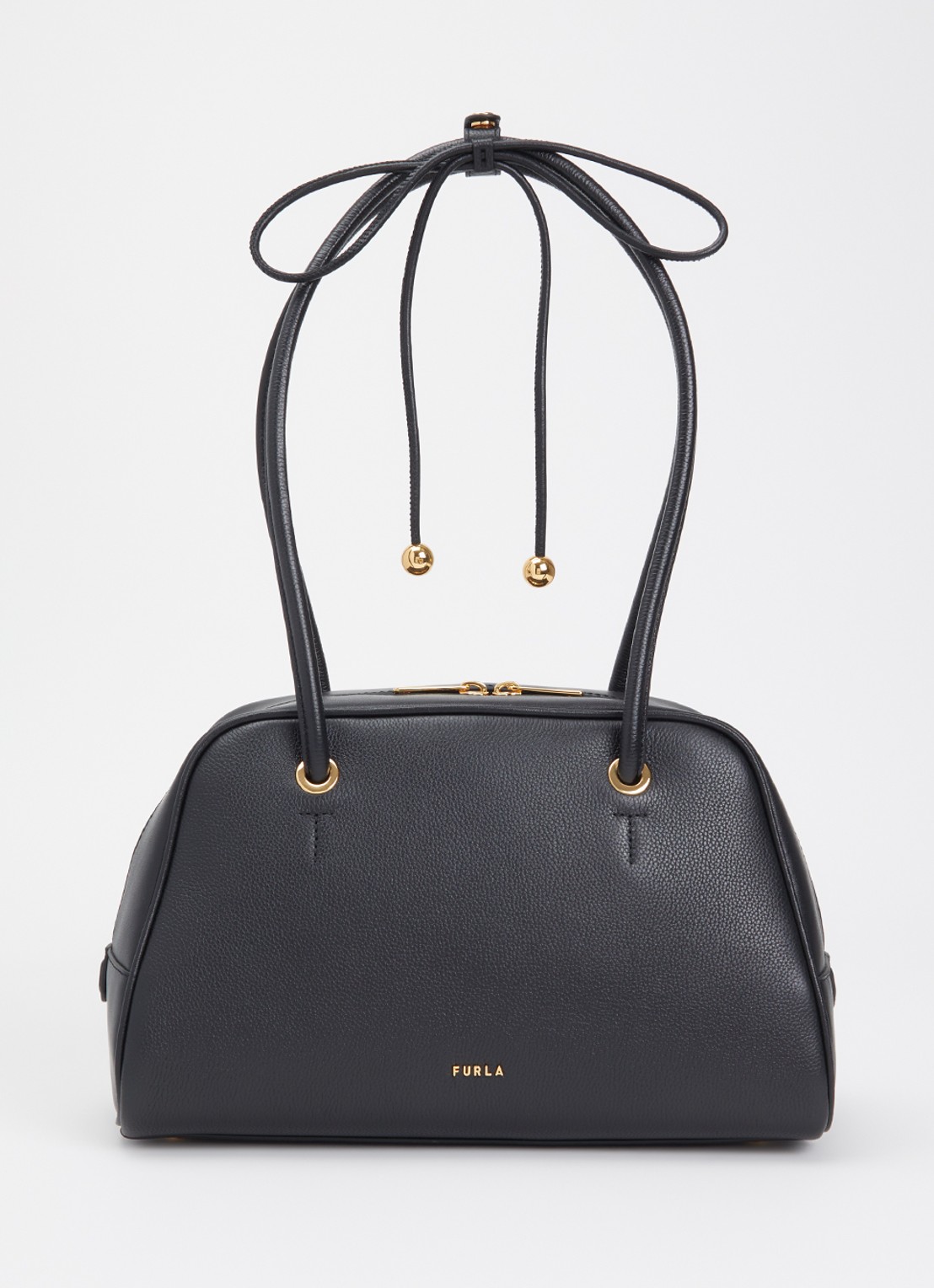 FURLA Poppy M schoudertas van leer  - voorkant 2 zwart