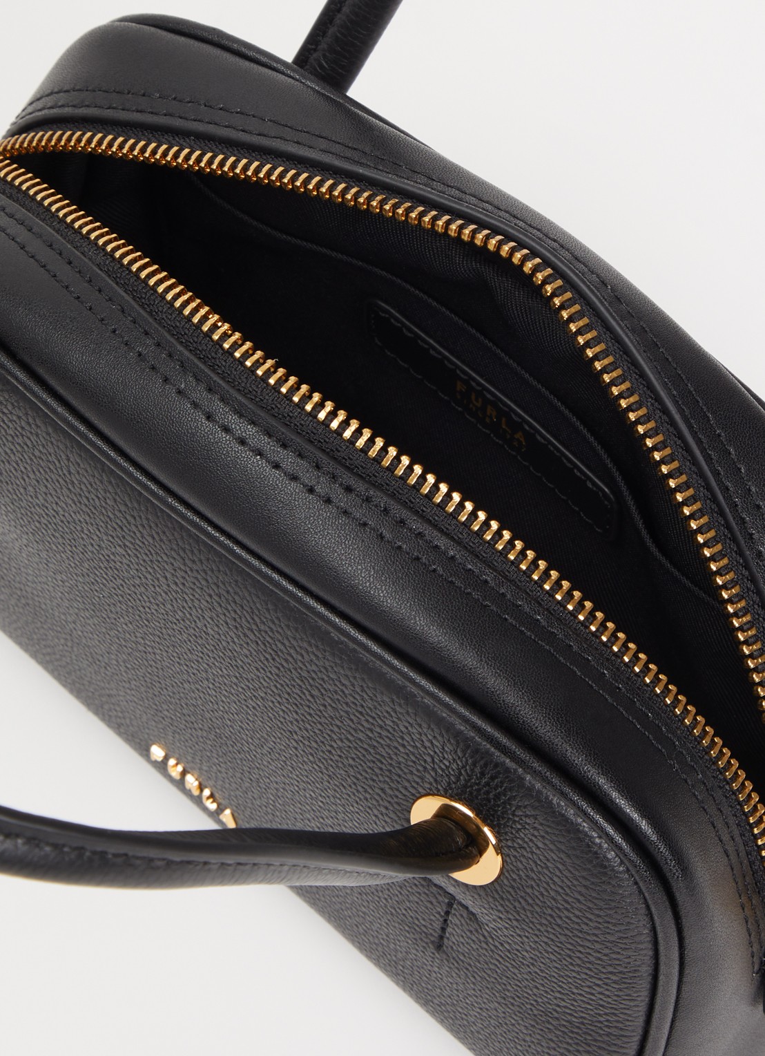FURLA Poppy Mini handtas van leer - detail zwart