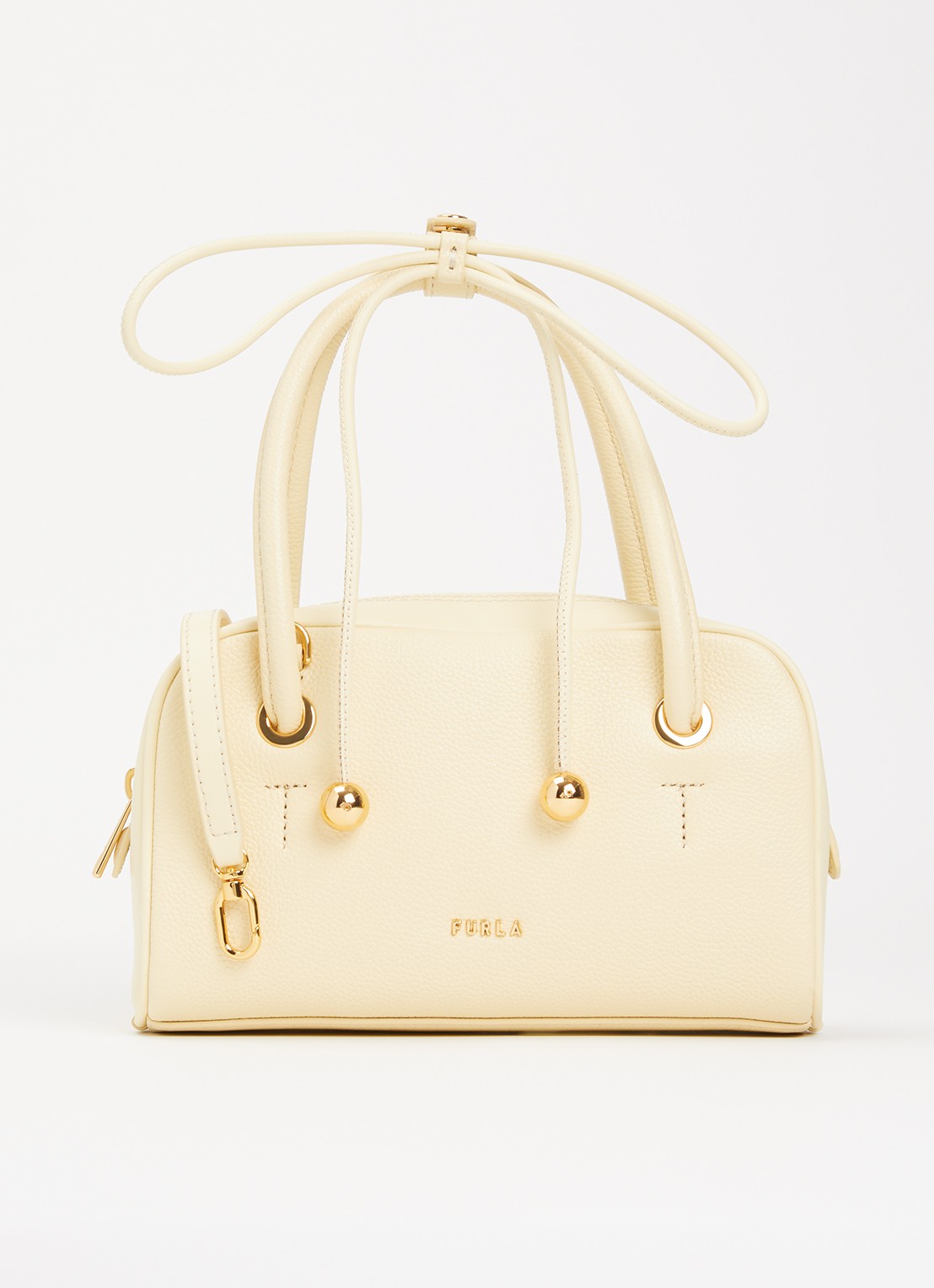 FURLA Poppy Mini handtas van leer - voorkant 5 lichtgeel