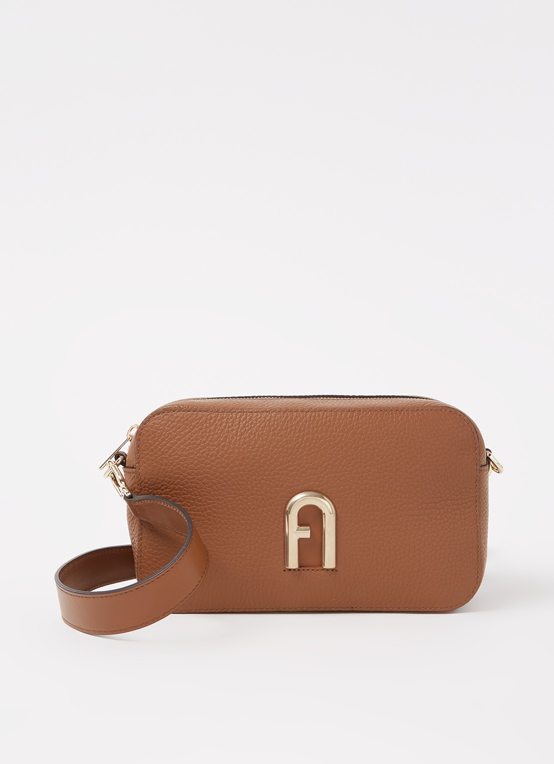 FURLA Primula S crossbodytas van leer - voorkant bruin