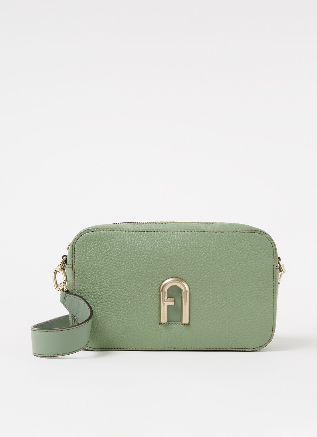 FURLA Primula S crossbodytas van leer - voorkant 2 groen