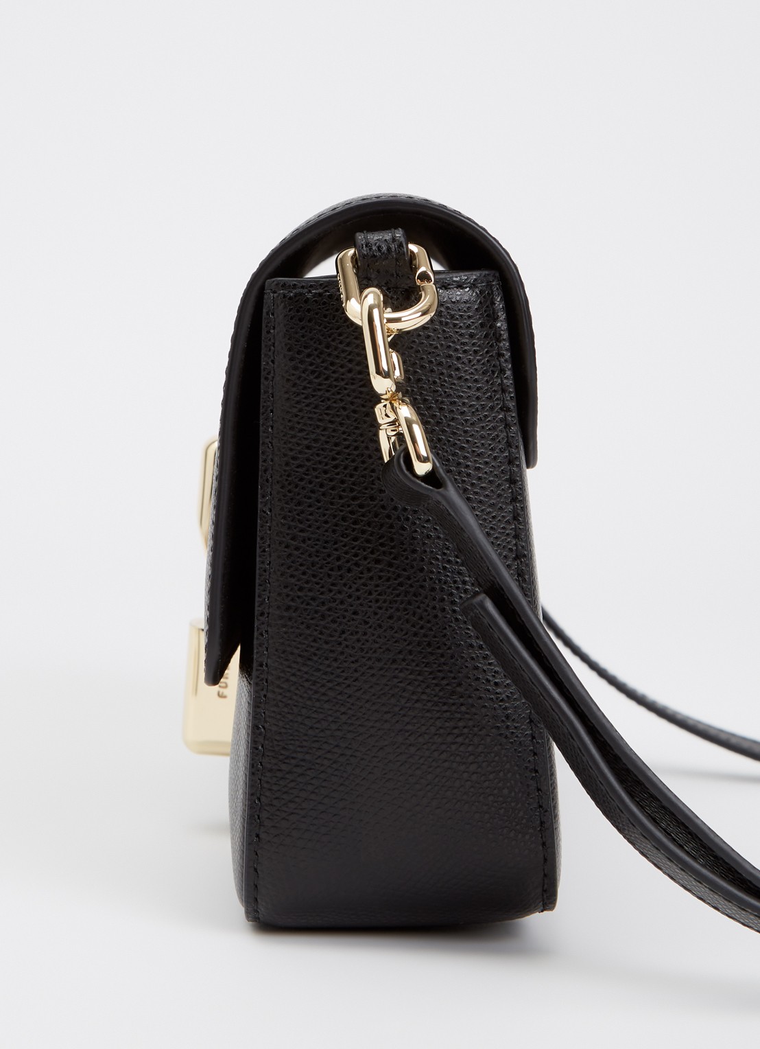 FURLA Schoudertas van leer met afneembare schouderriem - detail 3 zwart