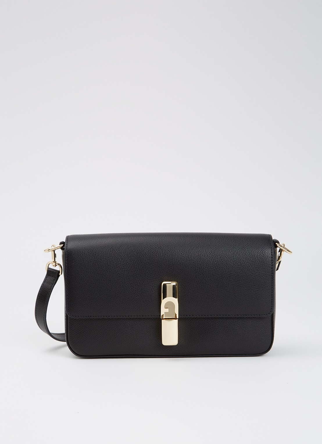 FURLA Schoudertas van leer met afneembare schouderriem - voorkant 5 zwart