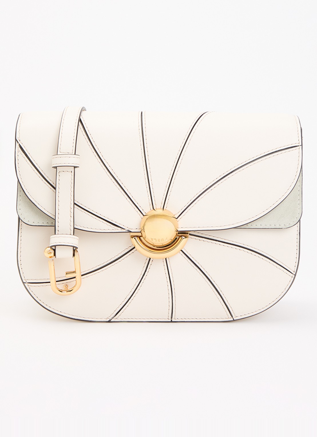 FURLA Sfera crossbodytas van leer en afneembare schouderriem  - voorkant beige