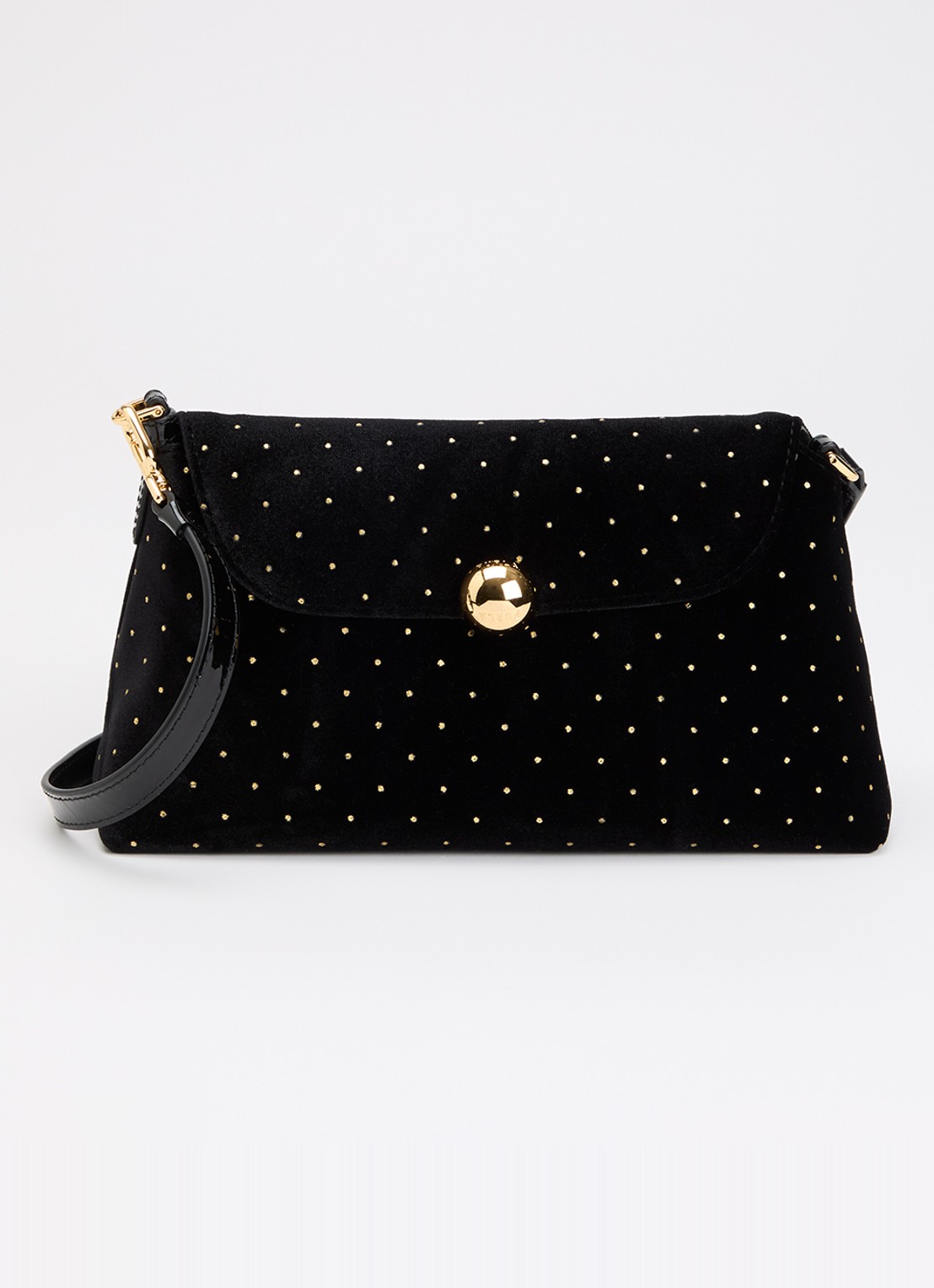 FURLA Sfera Soft Mini crossbodytas van fluweel met verstelbare schouderriem - voorkant 5 zwart