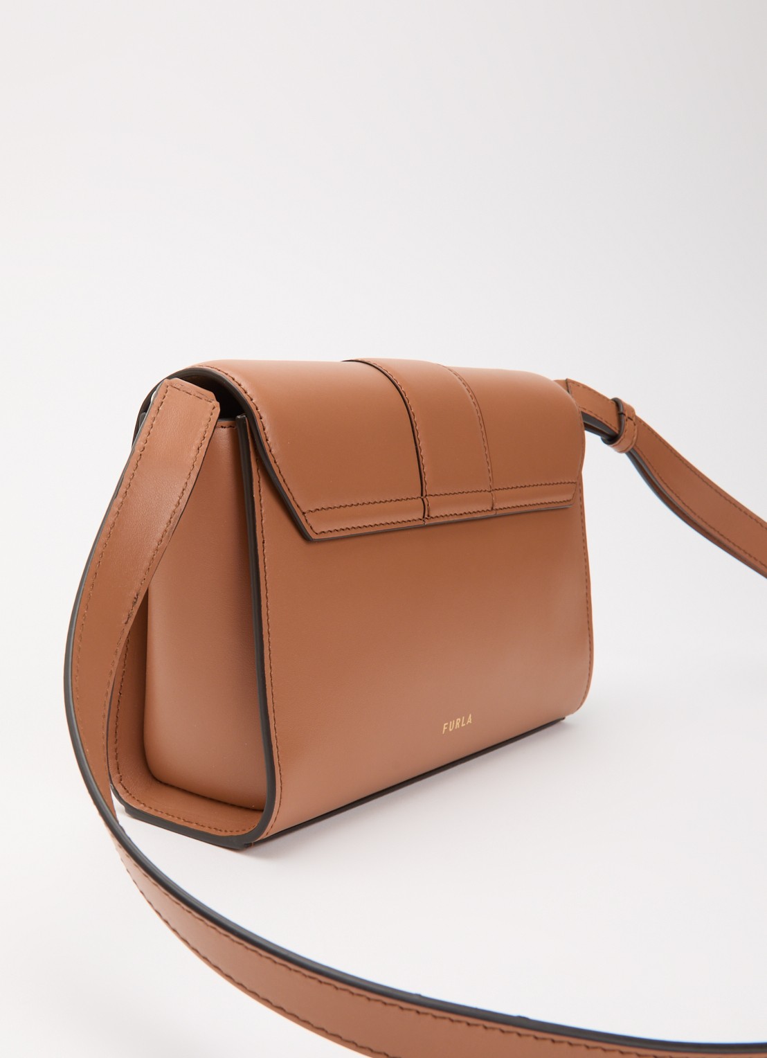 FURLA Urban S crossbodytas van leer met verstelbare schouderriem - achterkant 2 roestbruin