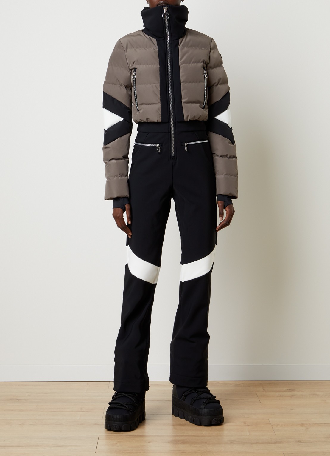 Fusalp Clarisse slim fit skipak met ritszakken - detail donkerbeige