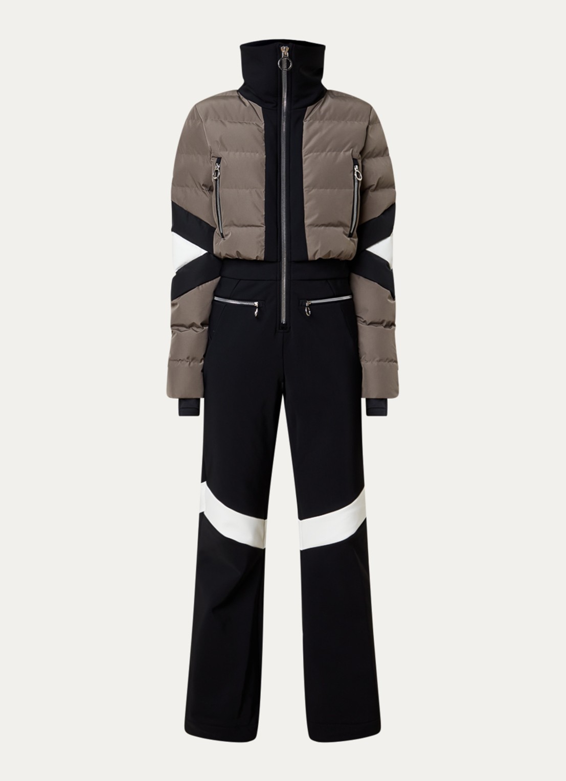 Fusalp Clarisse slim fit skipak met ritszakken - voorkant 6 donkerbeige