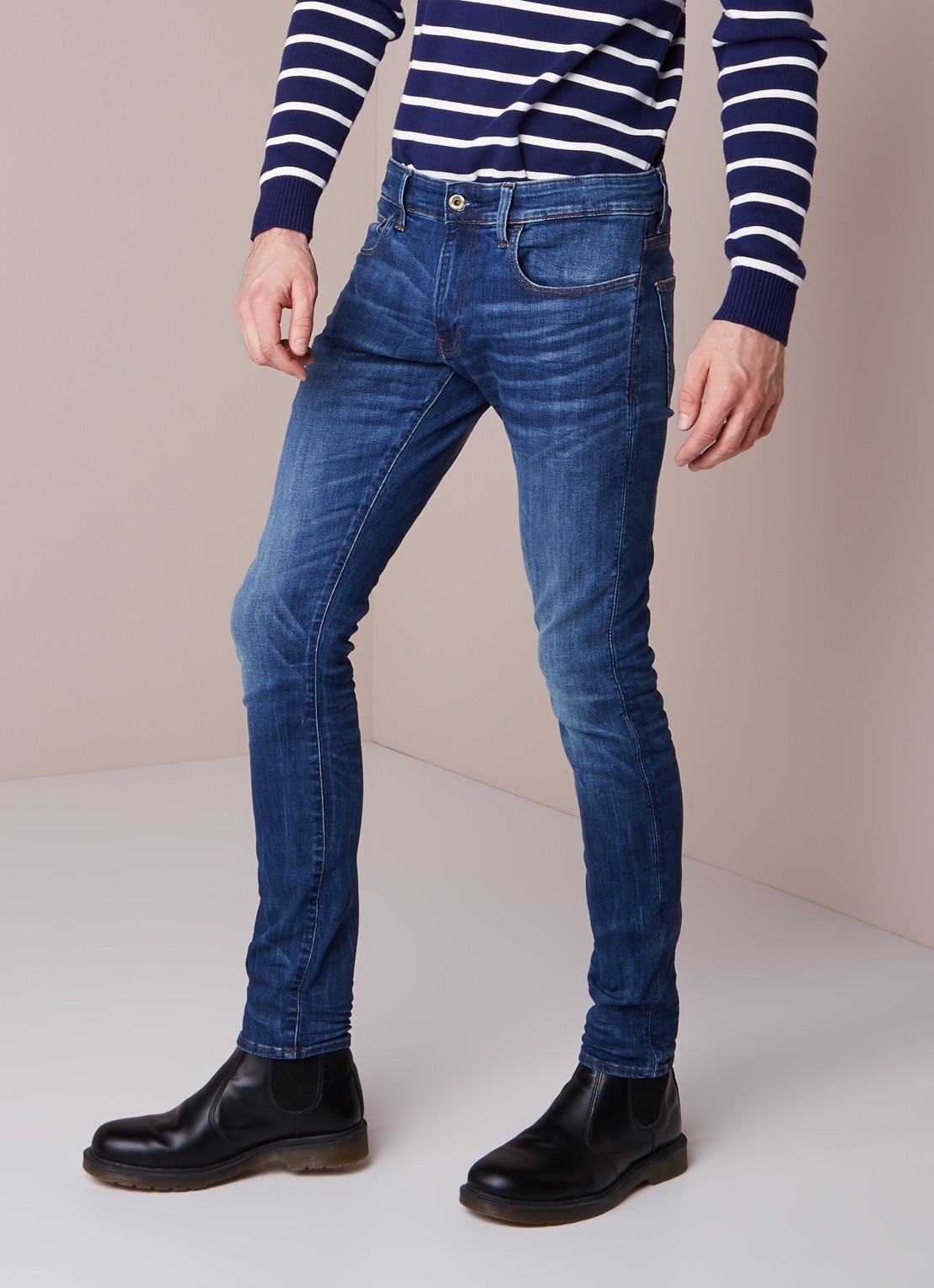 G-Star RAW 3301 Deconstructed mid rise super slim fit jeans - detail 3 indigo