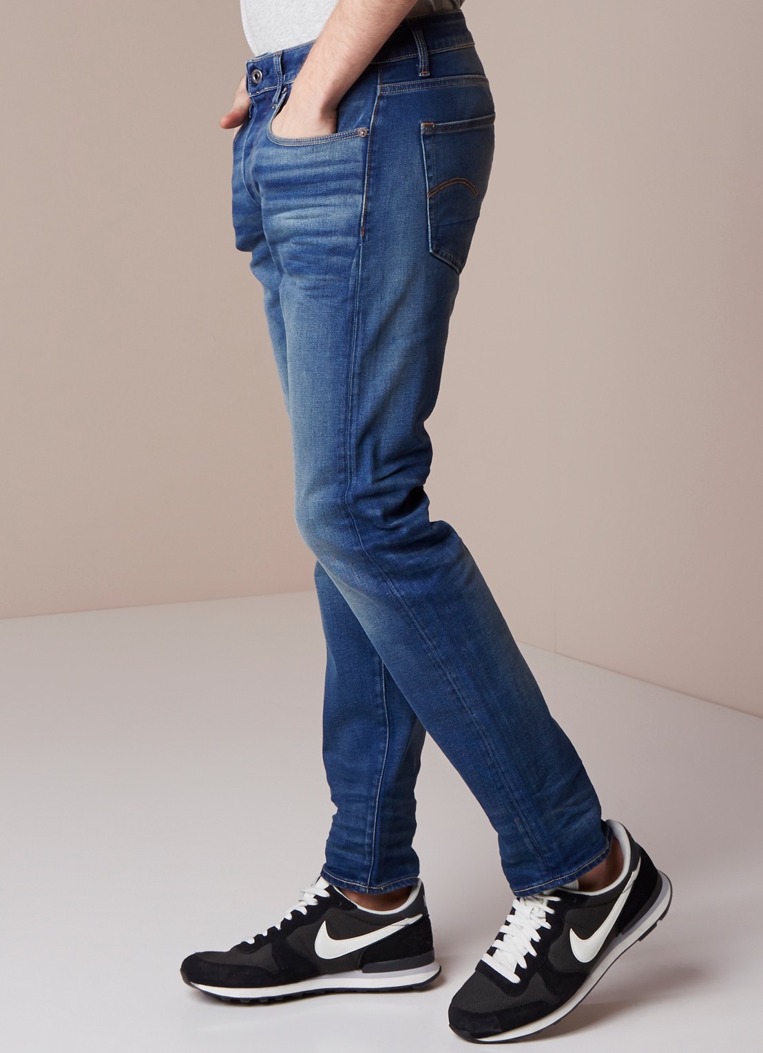 G-Star RAW 3301 Mid rise slim fit jeans met stretch - detail 3 indigo