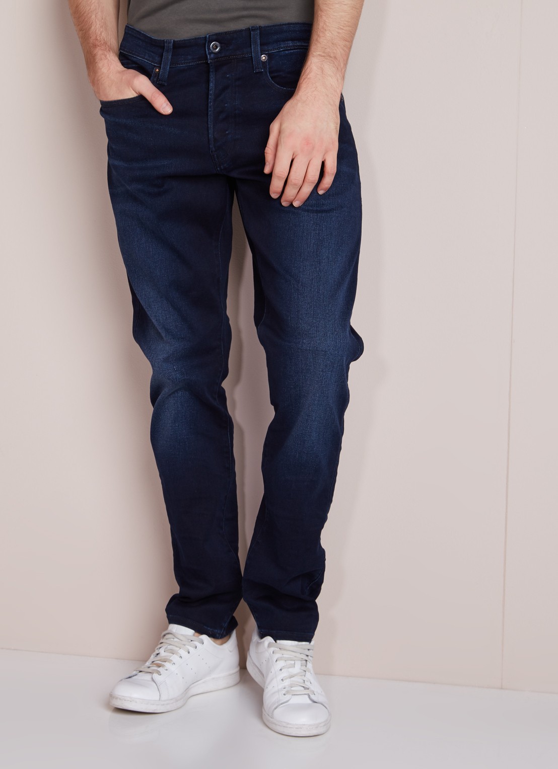 G-Star RAW 3301 Slander tapered jeans met donkere wassing - detail 3 indigo