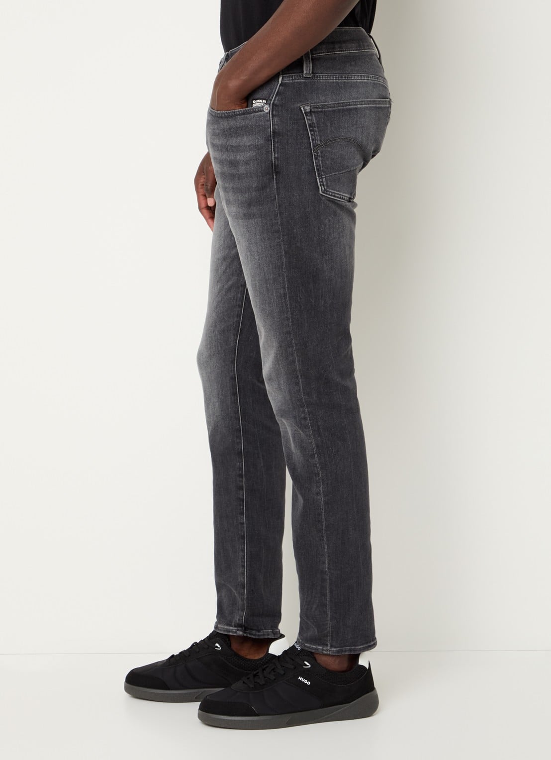 G-Star RAW 3301 slim fit jeans in  katoenblend met gekleurde wassing - detail 3 zwart