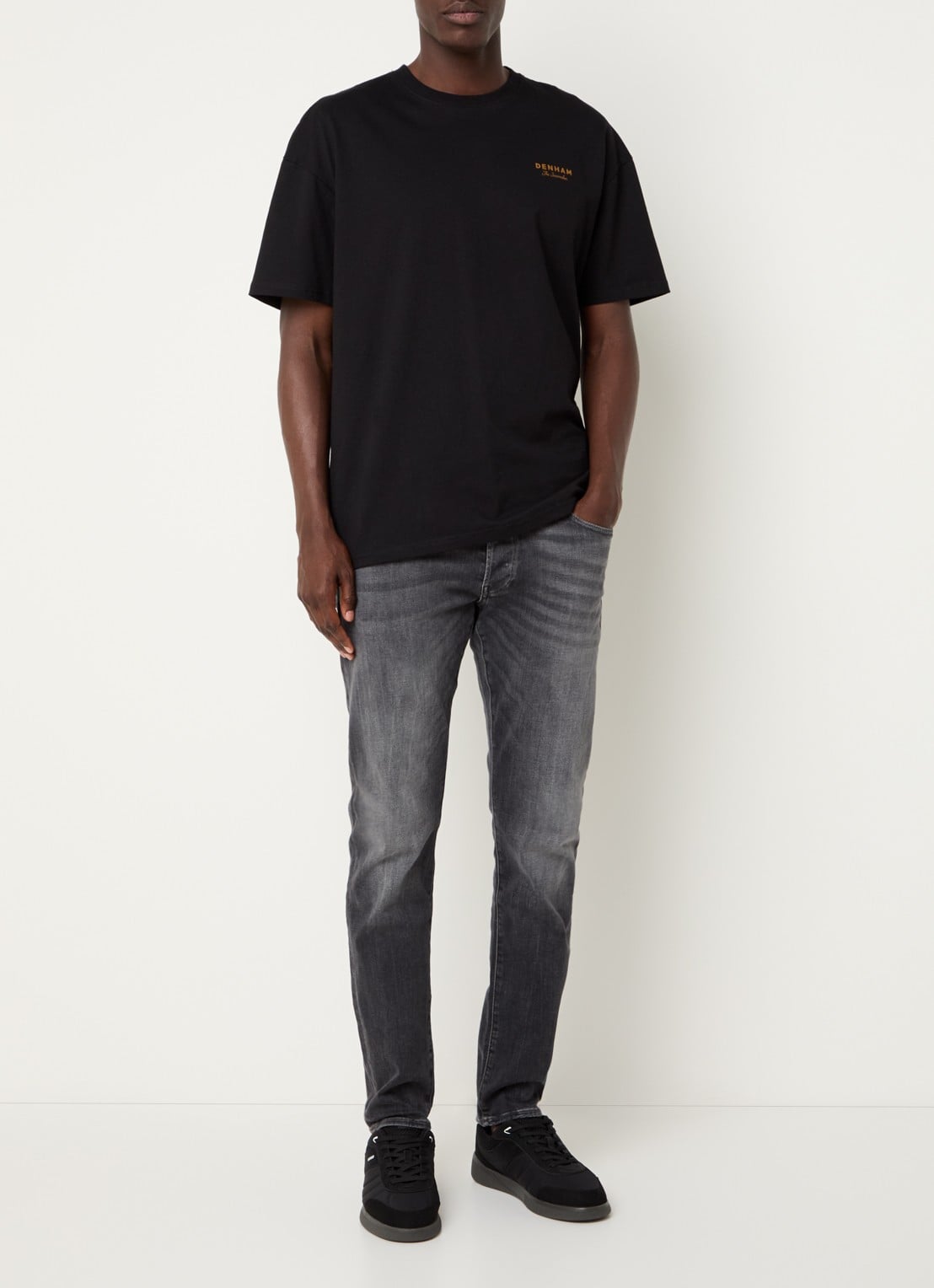 G-Star RAW 3301 slim fit jeans in  katoenblend met gekleurde wassing - voorkant 5 zwart