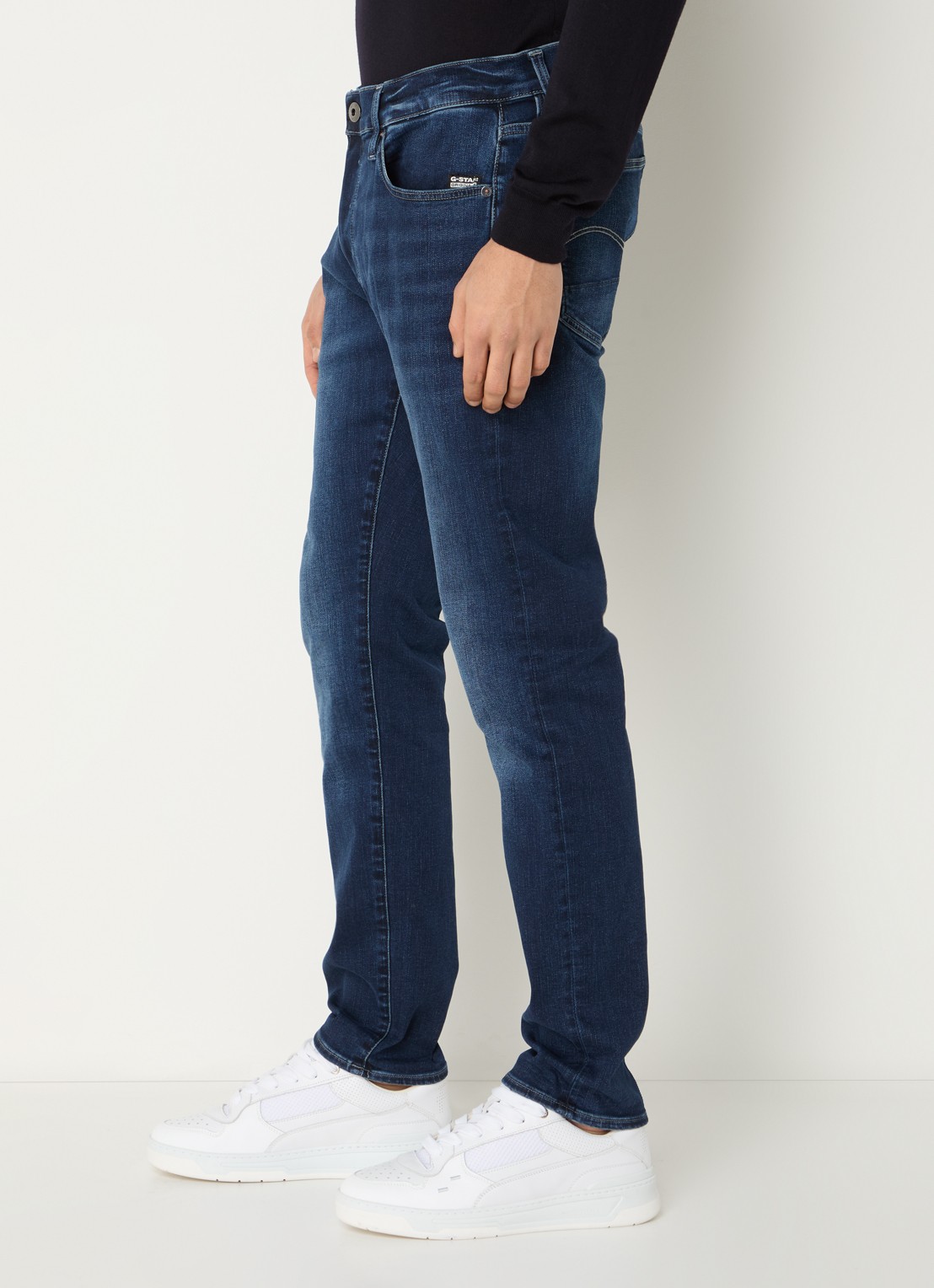 G-Star RAW 3301 slim fit jeans met donkere wassing - detail 5 donkerblauw
