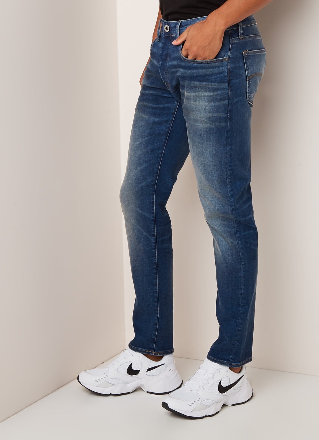 G-Star RAW 3301 slim fit jeans met strech - detail 3 indigo
