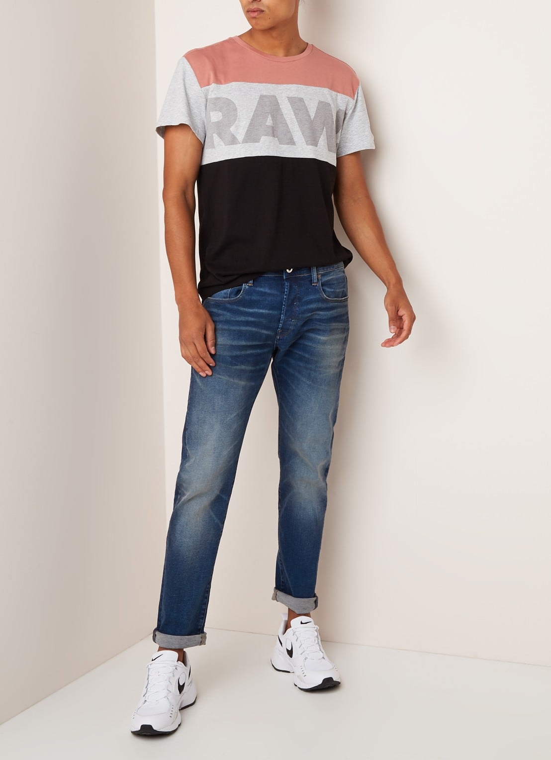 G-Star RAW 3301 slim fit jeans met strech - voorkant 5 indigo