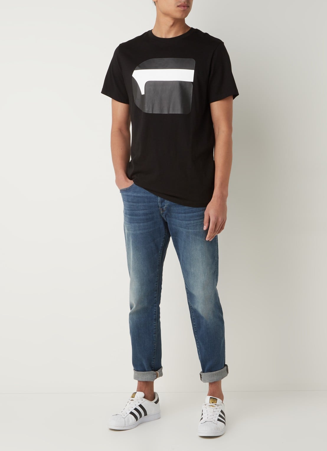 G-Star RAW 3301 slim fit jeans met stretch - voorkant 2 indigo
