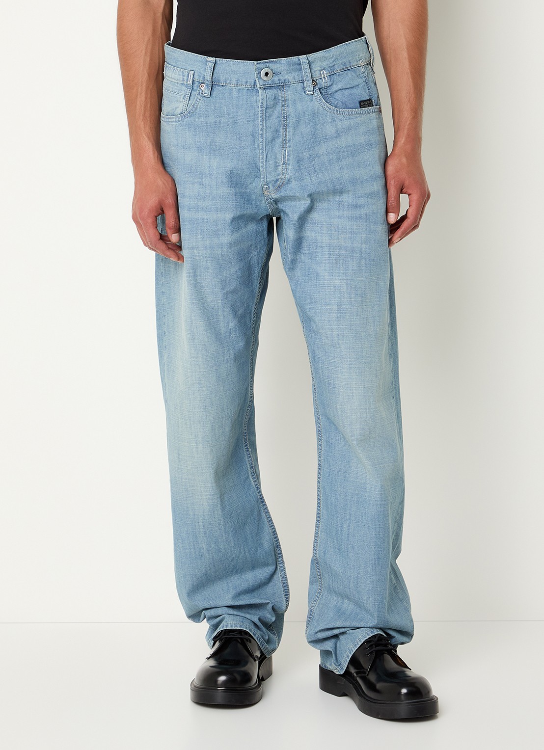G-Star RAW Deeggie straight leg jeans met lichte wassing - detail 4 indigo