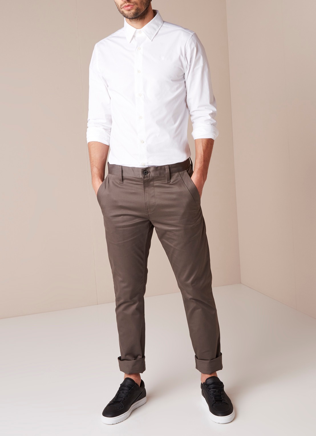 G-Star RAW G-Star RAW Bronson straight fit chino in katoenblend - voorkant 3 grijs