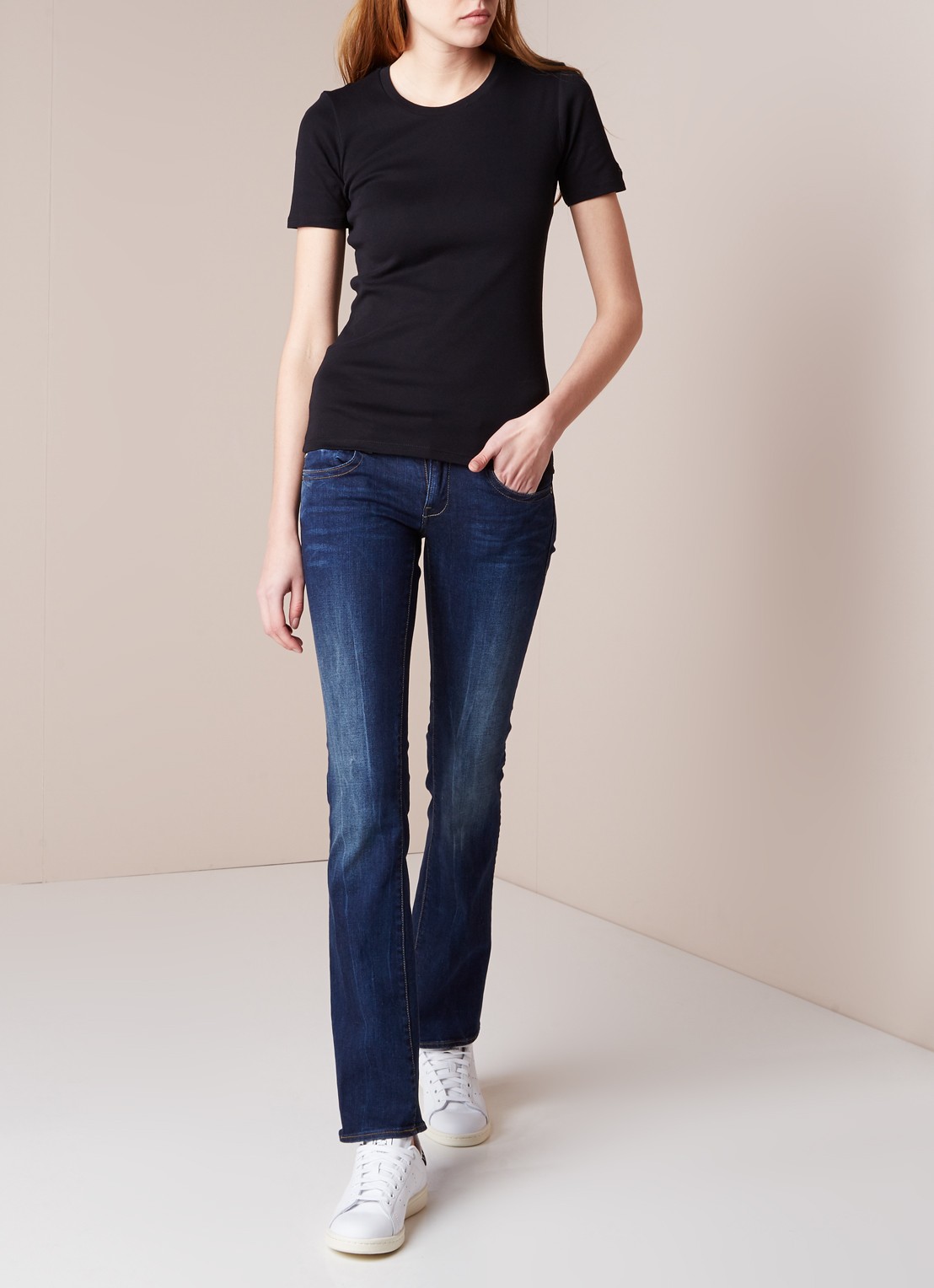G-Star RAW G-Star RAW Midge mid waist flared fit jeans met faded look - voorkant 3 indigo