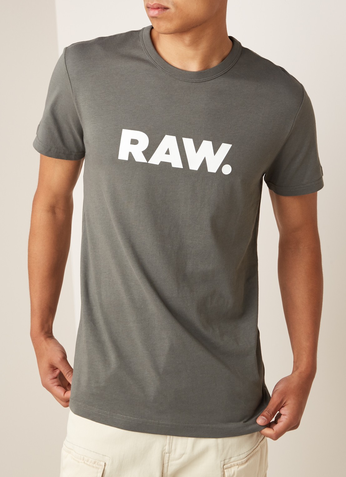 G-Star RAW Holorn T-shirt met logoprint - detail 2 legergroen