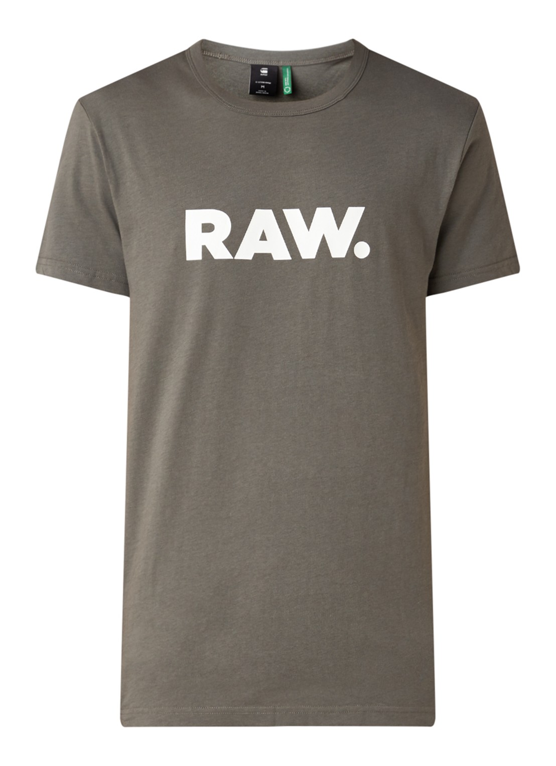 G-Star RAW Holorn T-shirt met logoprint - voorkant 3 legergroen