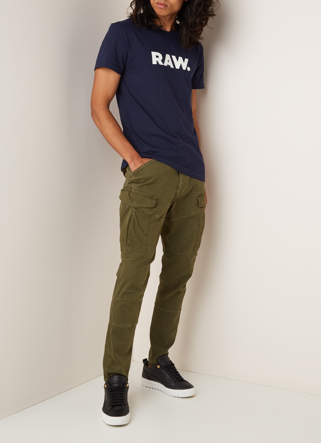 G-Star RAW Holorn T-shirt met logoprint - voorkant 4 royalblauw