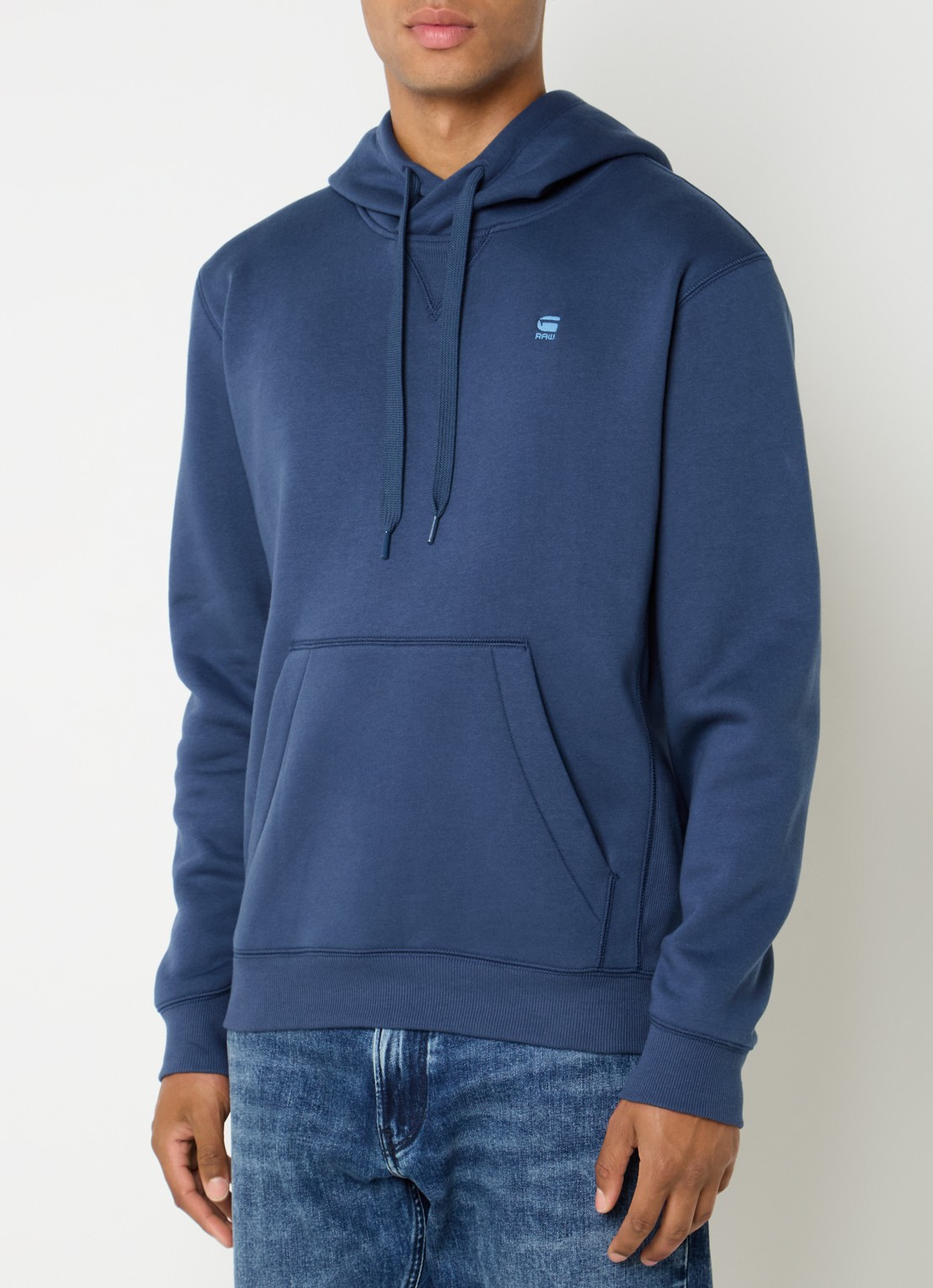 G-Star RAW Hoodie met logo - detail staalblauw