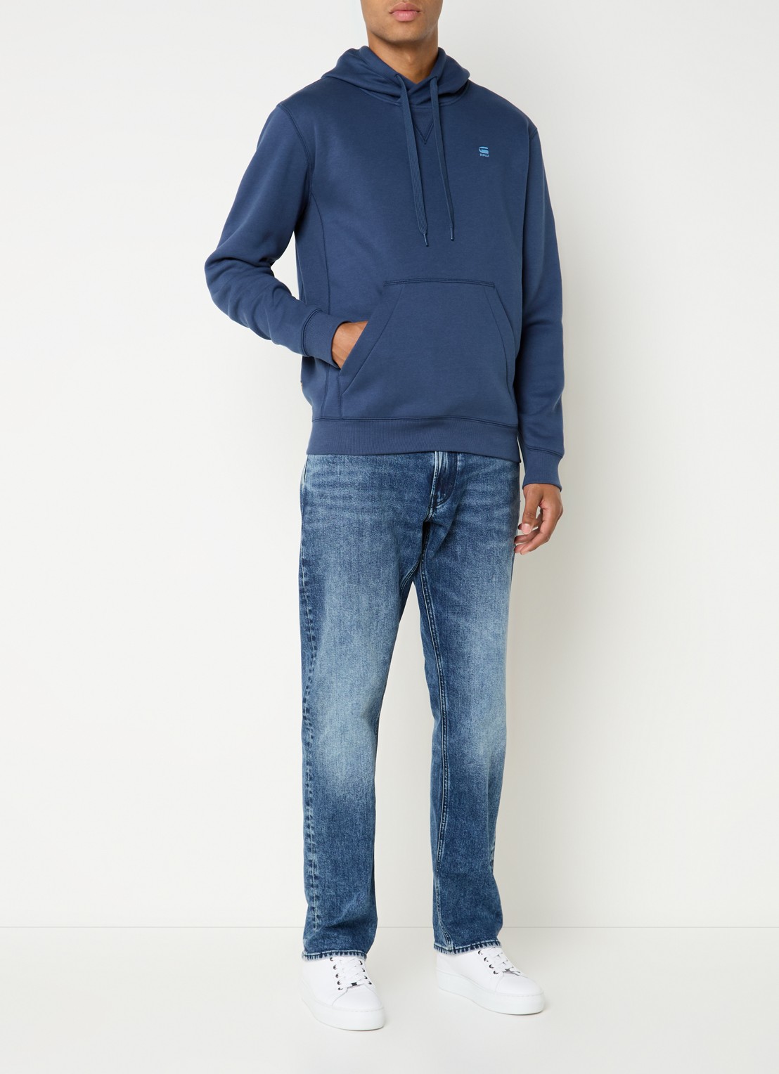 G-Star RAW Hoodie met logo - voorkant 5 staalblauw