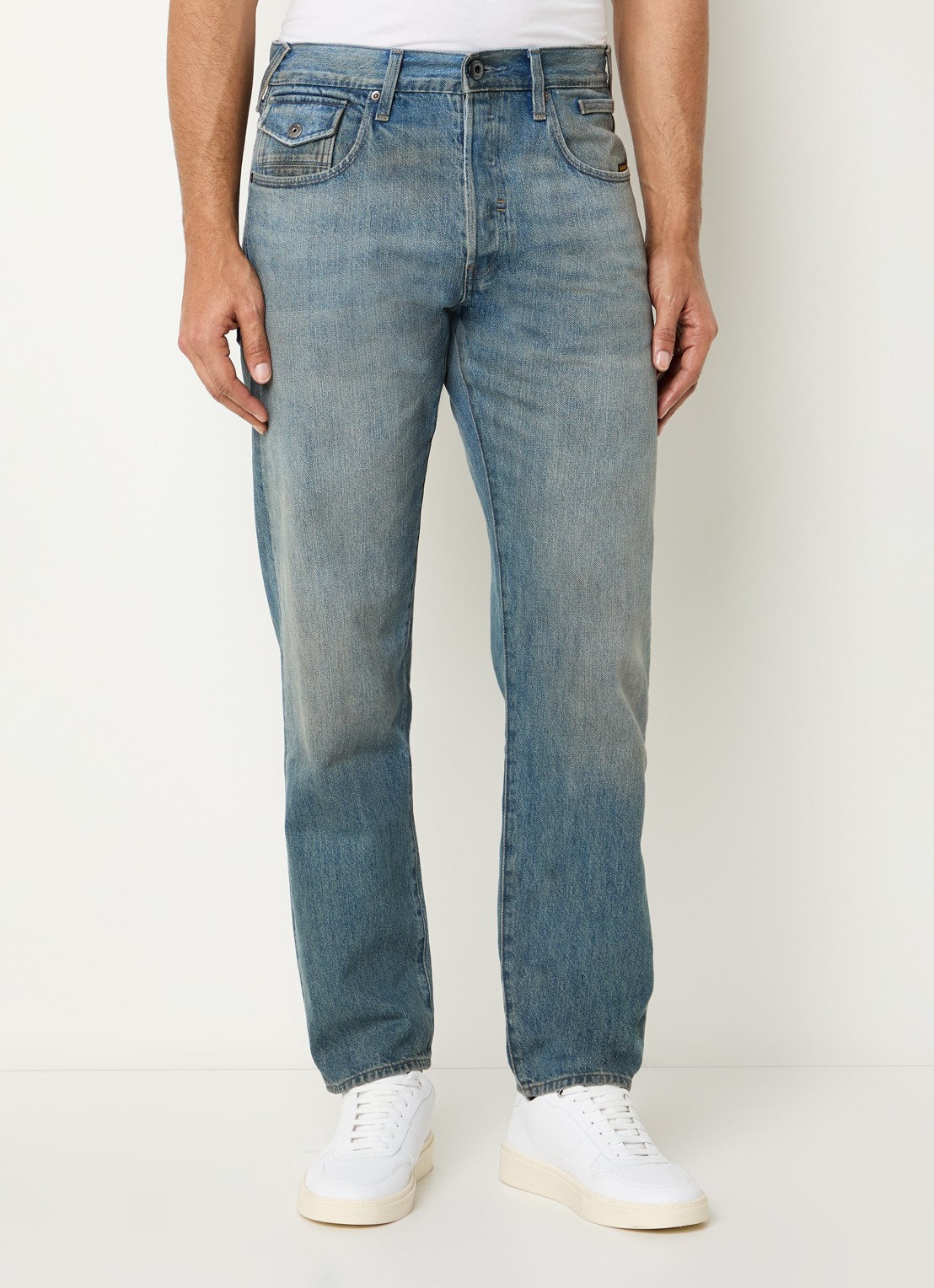 G-Star RAW Morry straight leg jeans met lichte wassing - detail 2 indigo