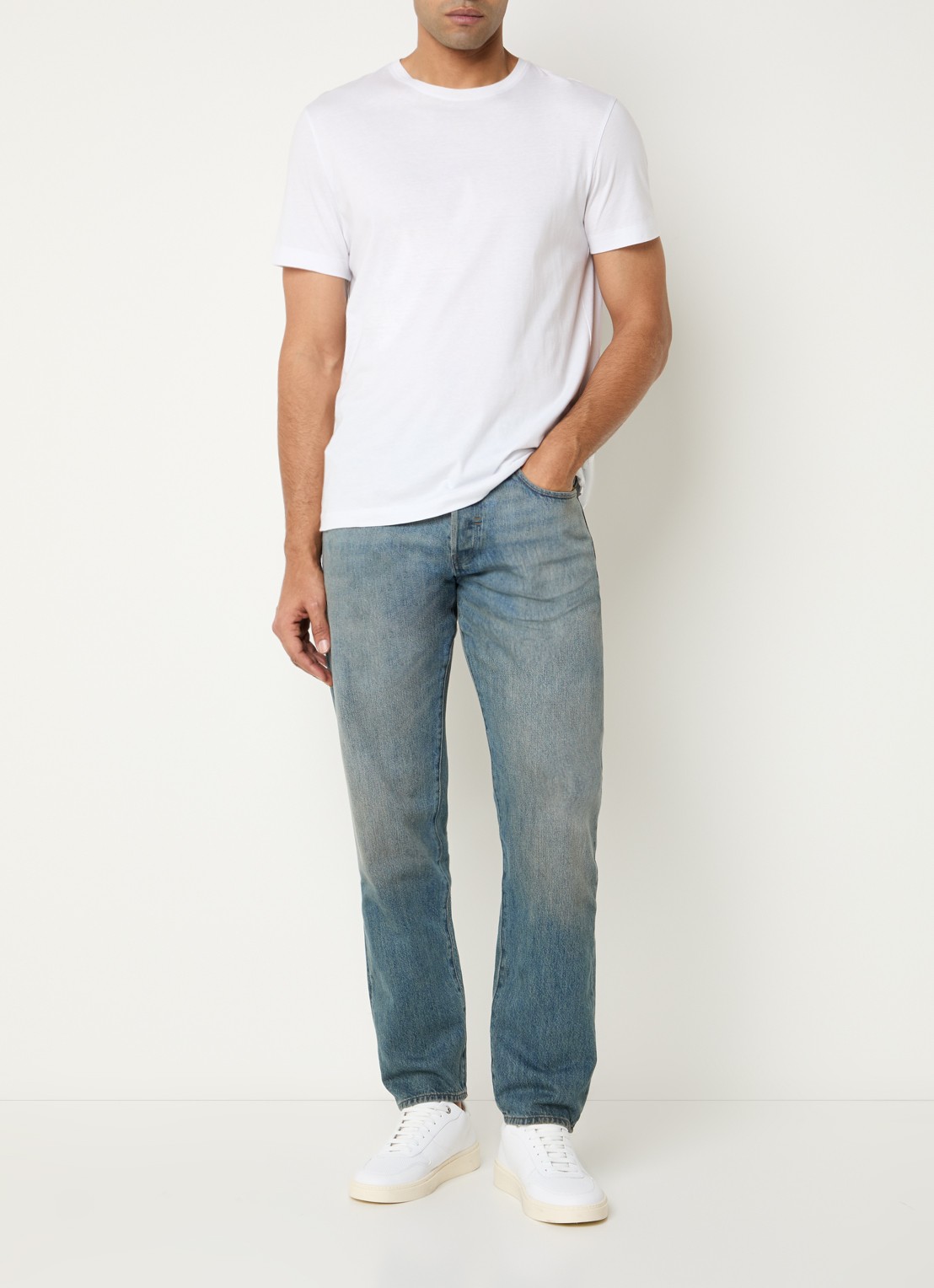 G-Star RAW Morry straight leg jeans met lichte wassing - voorkant 5 indigo