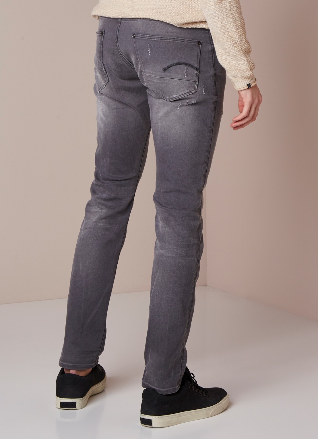 G-Star RAW Revend low rise super slim fit jeans met ripped details - achterkant 5 grijs