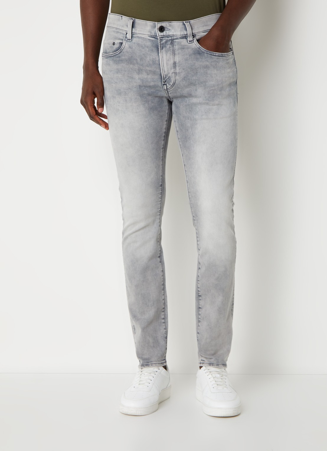 G-Star RAW Revend skinny jeans met gekleurde wassing en stretch - detail 4 grijs