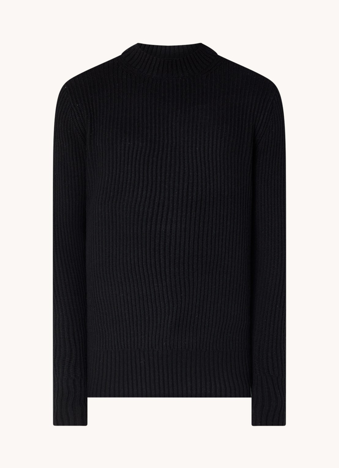 G-Star RAW Ribgebreide trui in wolblend  - voorkant 2 zwart